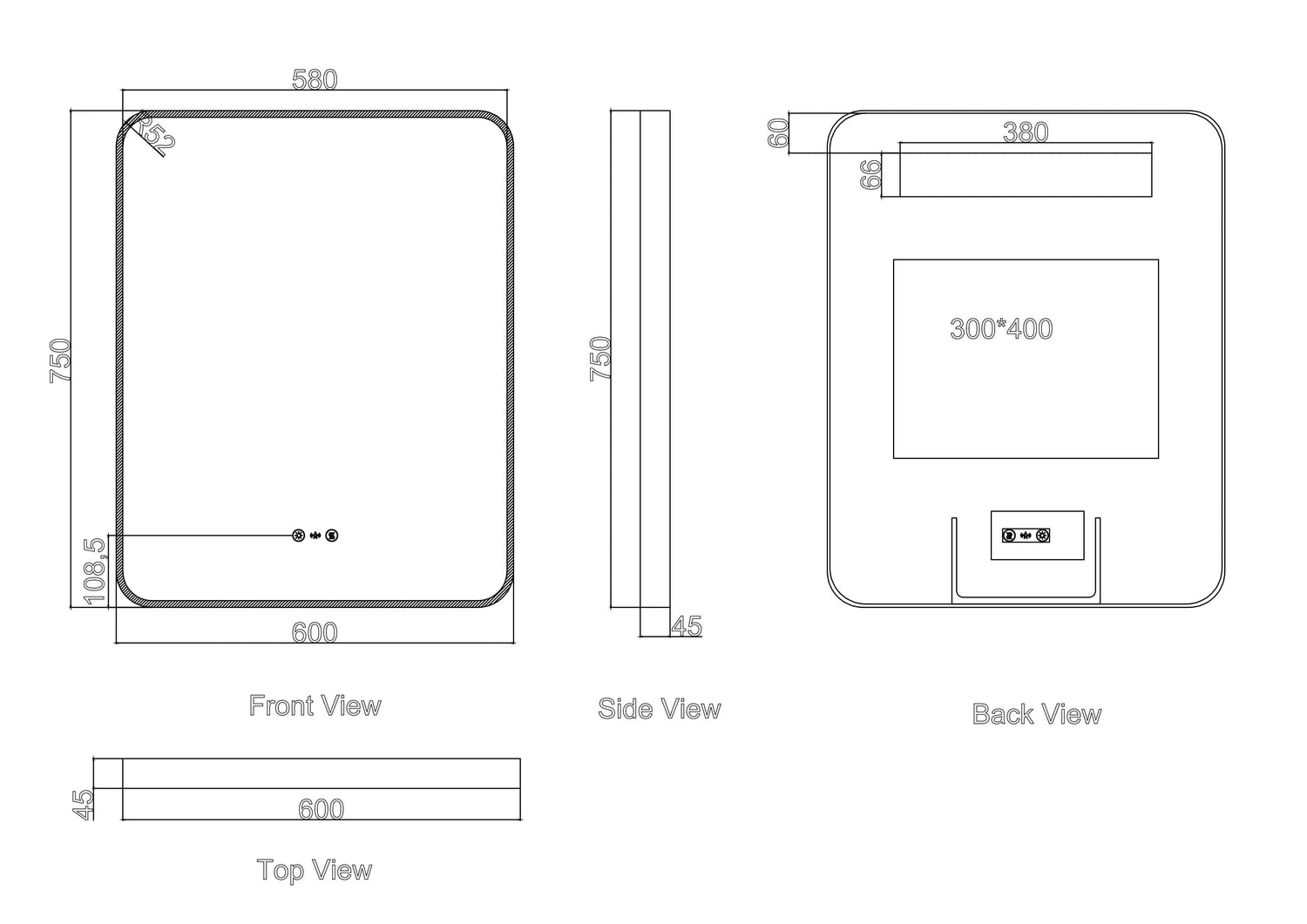 Maia 600×750 / 750×900 / 1200×750mm LED Rectangular Mirror – Brushed Nickel Frame