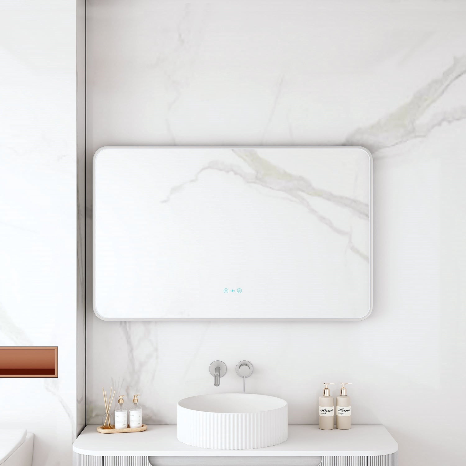 Maia 600×750 / 750×900 / 1200×750mm LED Rectangular Mirror – Brushed Nickel Frame