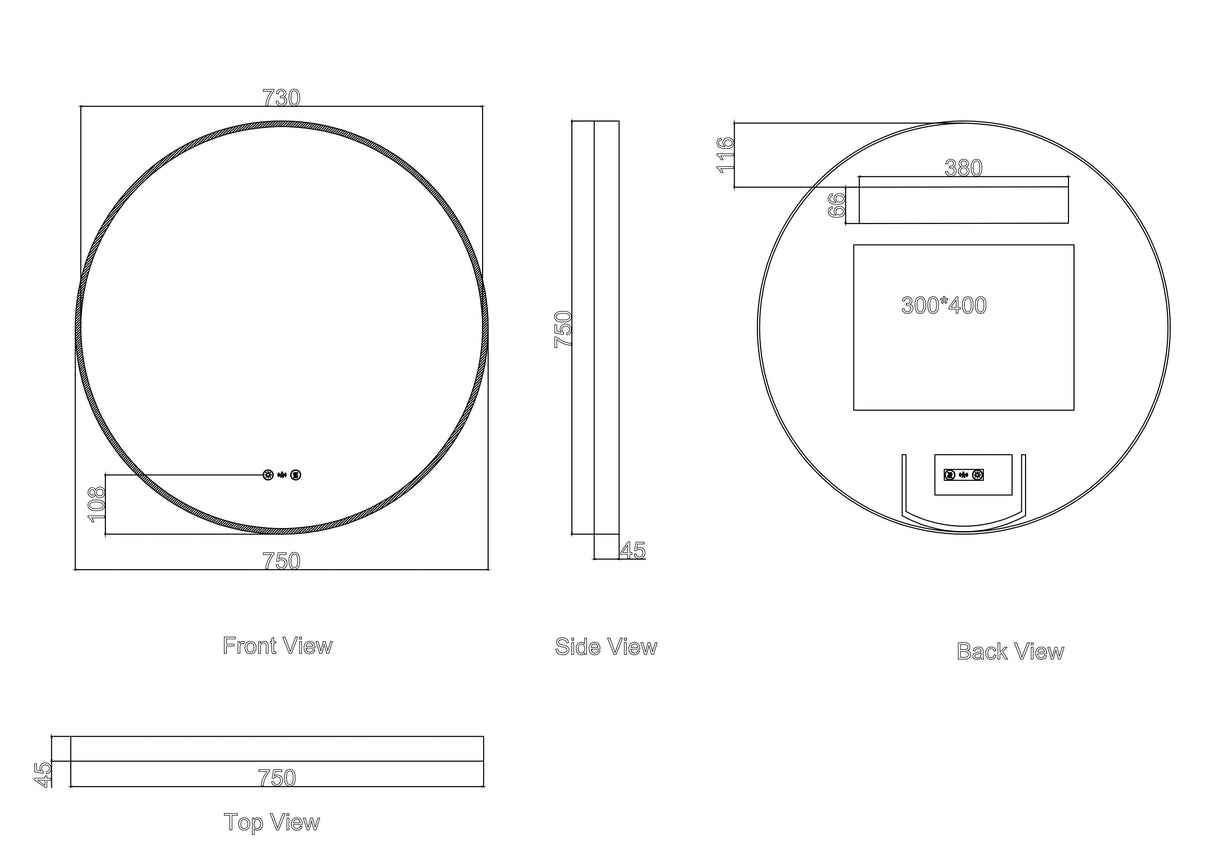 Maia 600/750/900mm LED Round Mirror – Brushed Gold Frame