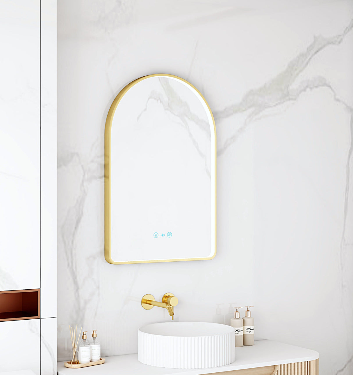 Maia 600×900mm LED Arch Mirror– Brushed Gold Frame