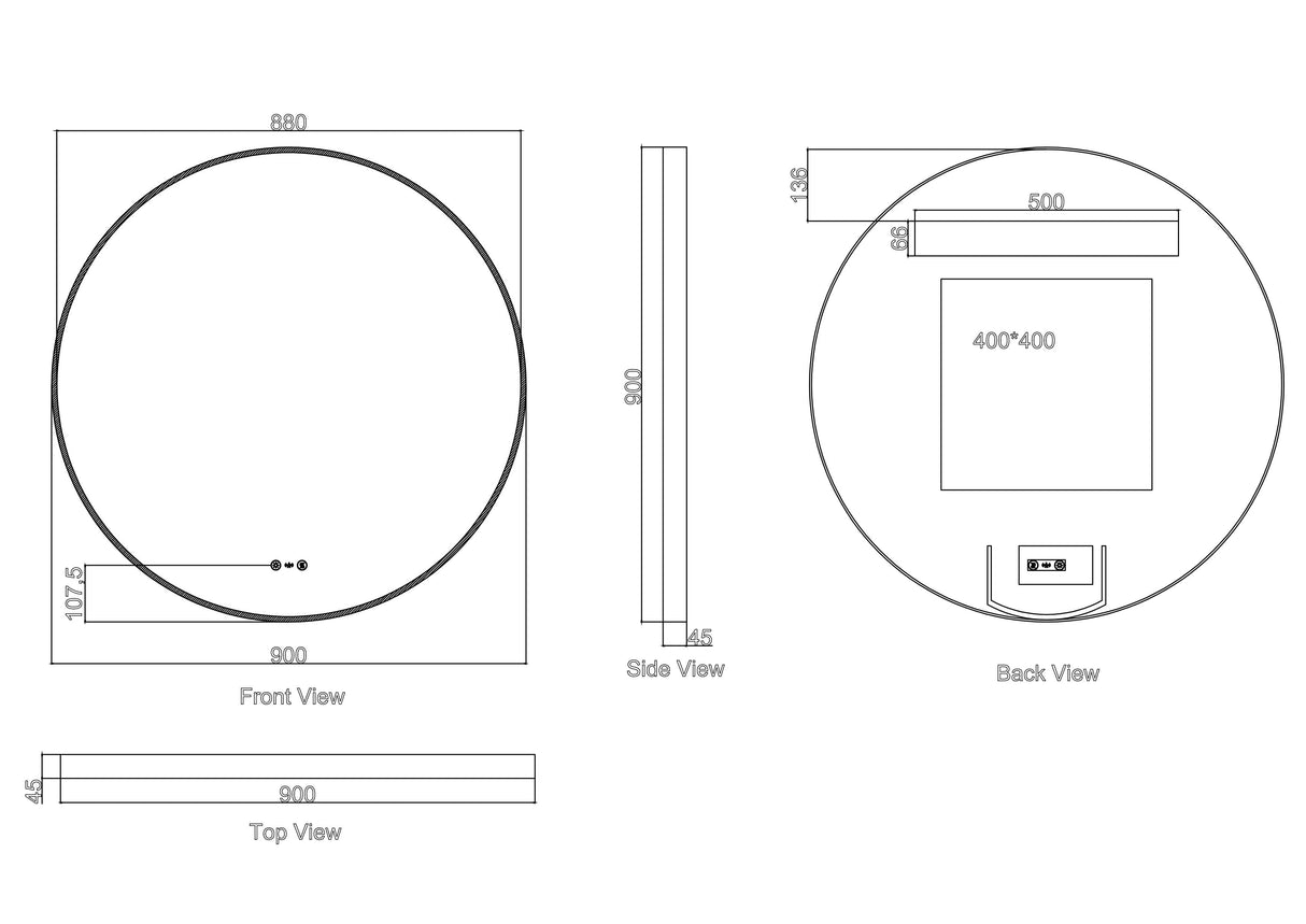 Maia 600/750/900mm LED Round Mirror – Brushed Nickel Frame