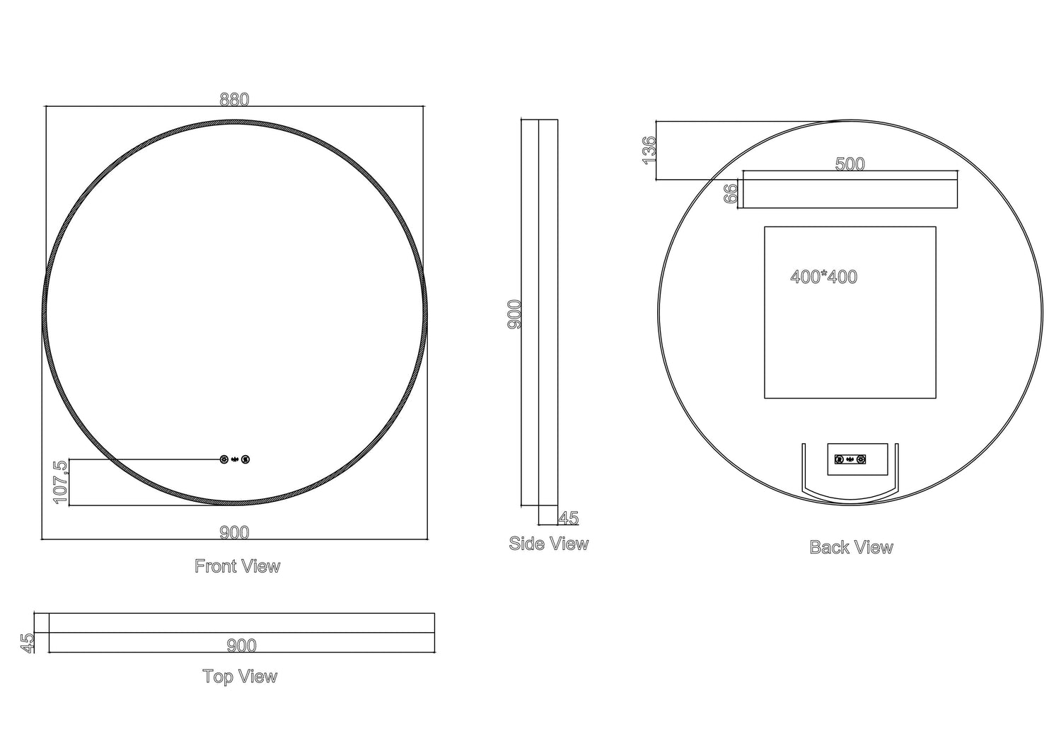 Maia 600/750/900mm LED Round Mirror – Brushed Nickel Frame