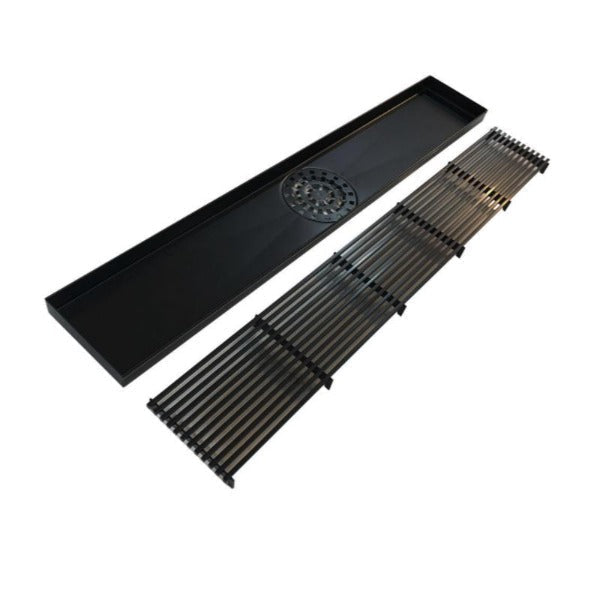 Wide Matte Black Linear Floor Grate 600~3000 (L) X 100 (W) MM