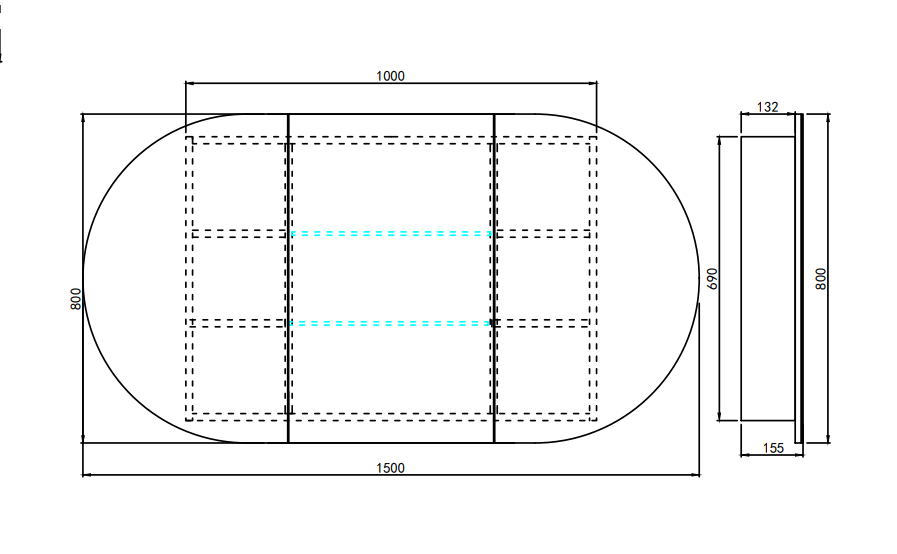 Olivia LED Mirror Cabinet 1500X800X155mm