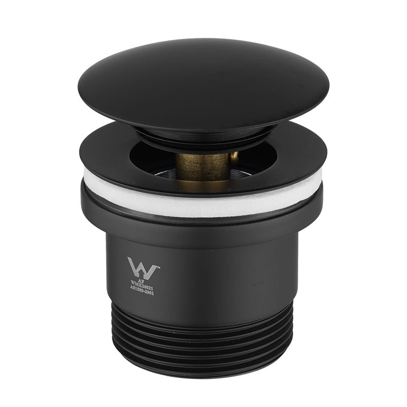 40mm Matt Black Pop Up Waste Universal Non Overflow