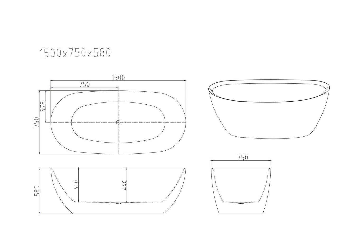 Pilato Freestanding Bathtub - Gloss White & Matt White