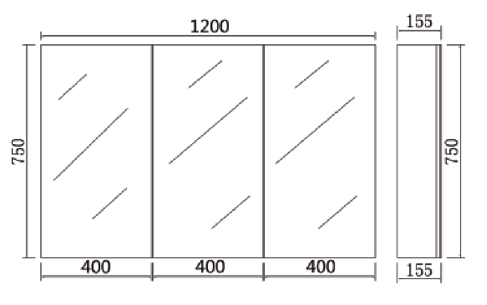 Pvc Shaving Cabinet 1200*750*155mm