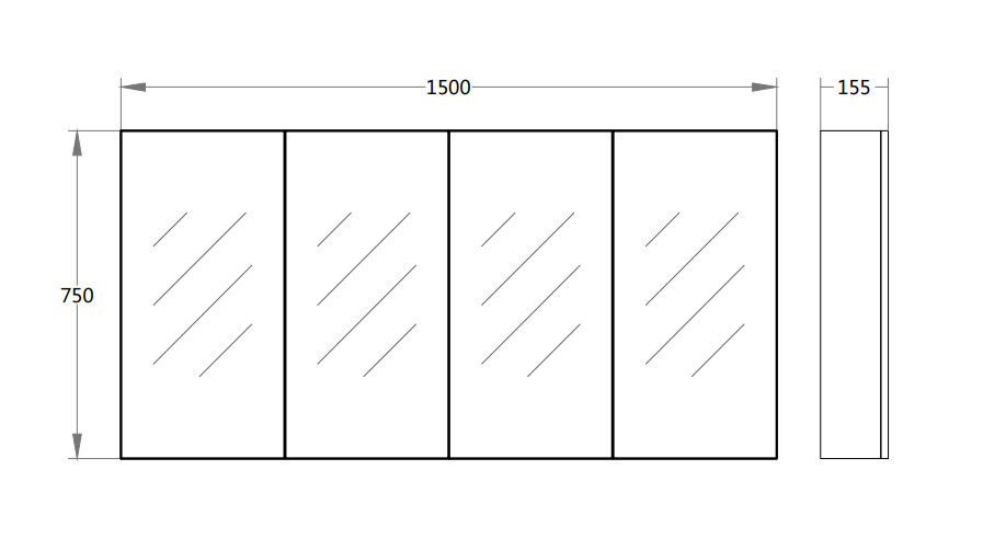 Pvc Shaving Cabinet 1500*750*155mm