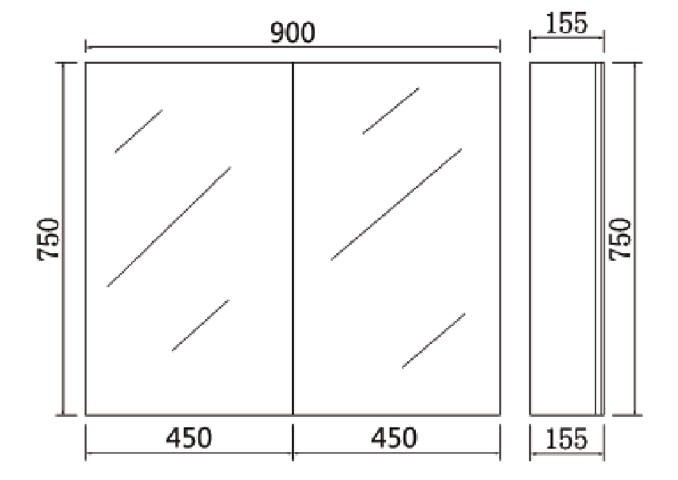 Pvc Shaving Cabinet 900*750*155mm