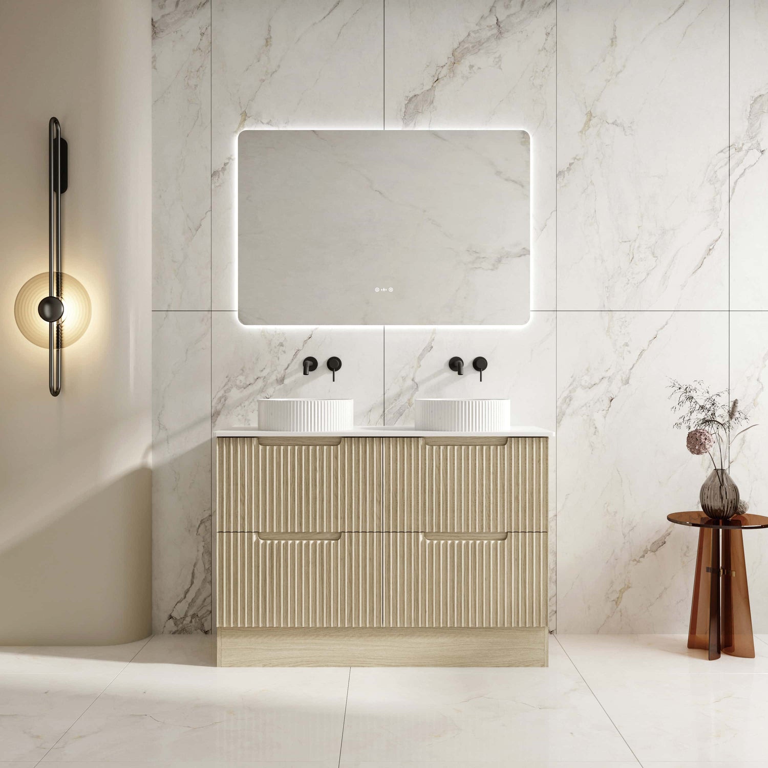 Fluted Rhea 1200mm Freestanding Cabinet - Natural Oak