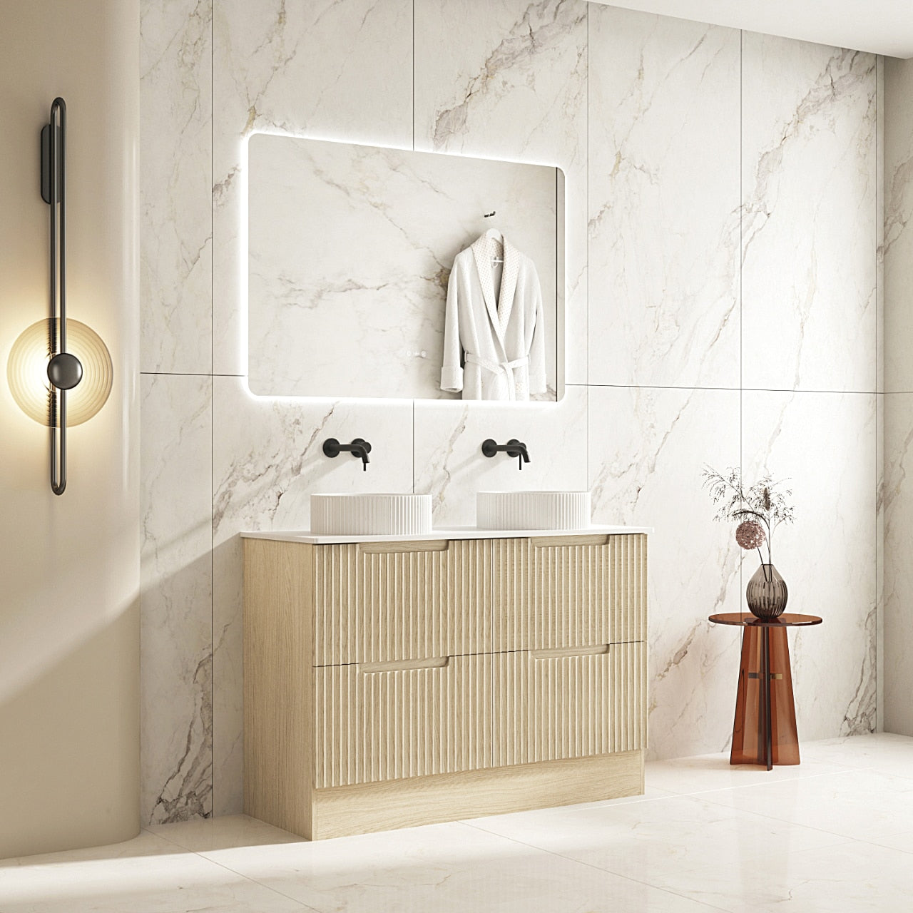 Fluted Rhea 1200mm Freestanding Cabinet - Natural Oak