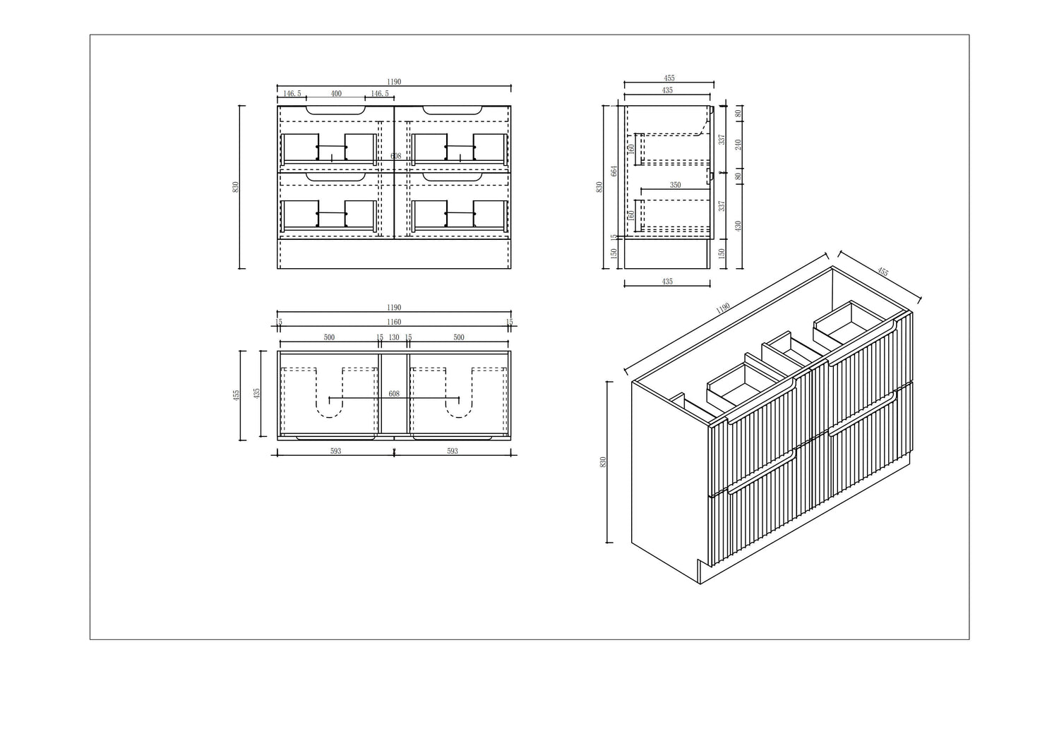 Fluted Rhea 1200mm Freestanding Cabinet - Natural Oak