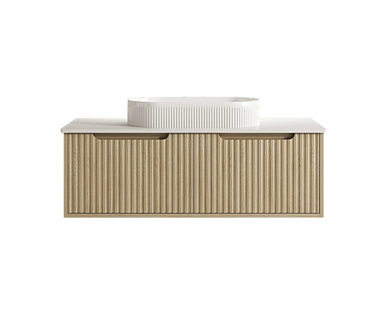 Fluted Rhea 1200mm Wall-Hung Cabinet - Natural Oak