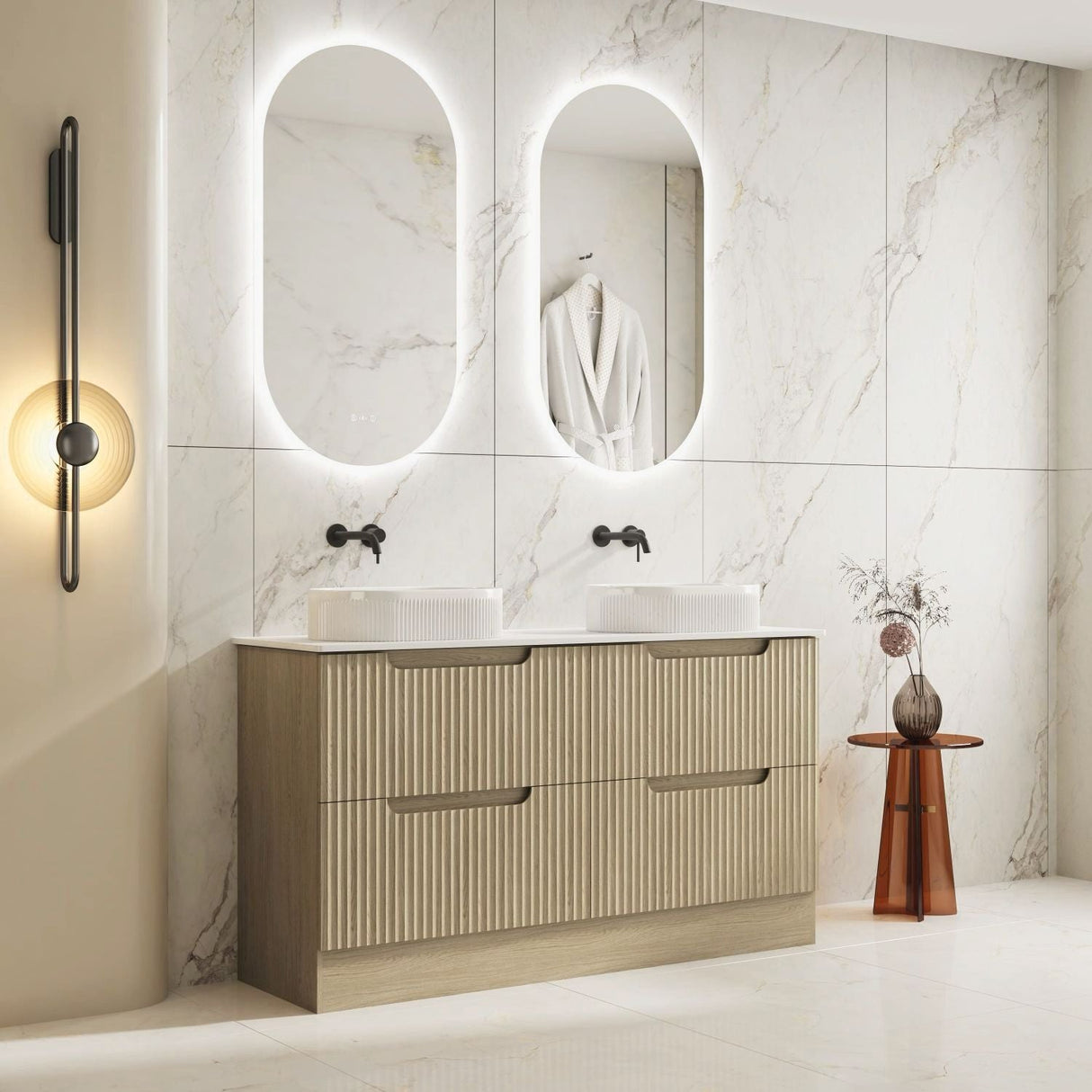 Fluted Rhea 1500mm Freestanding Cabinet - Natural Oak