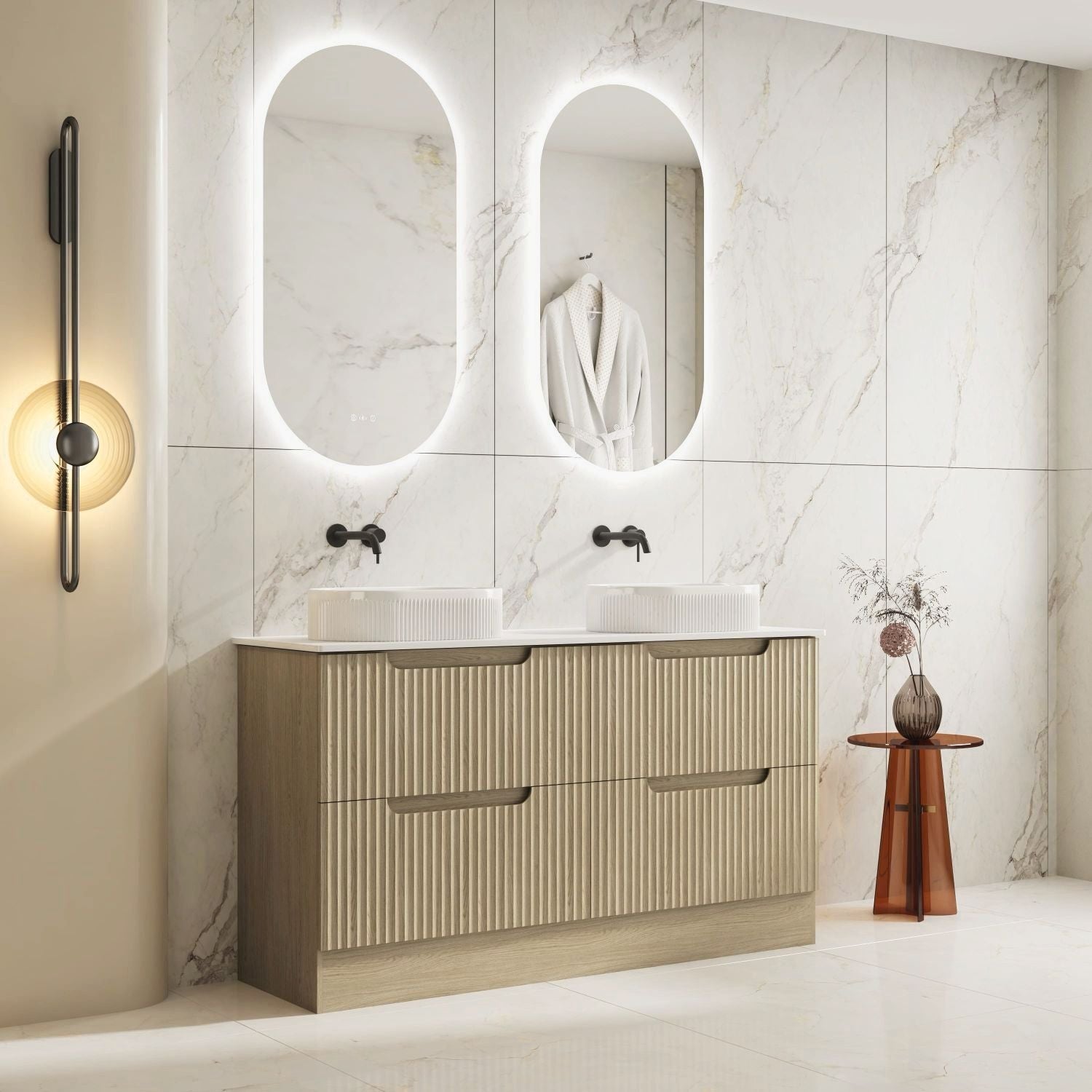 Fluted Rhea 1500mm Freestanding Cabinet - Natural Oak