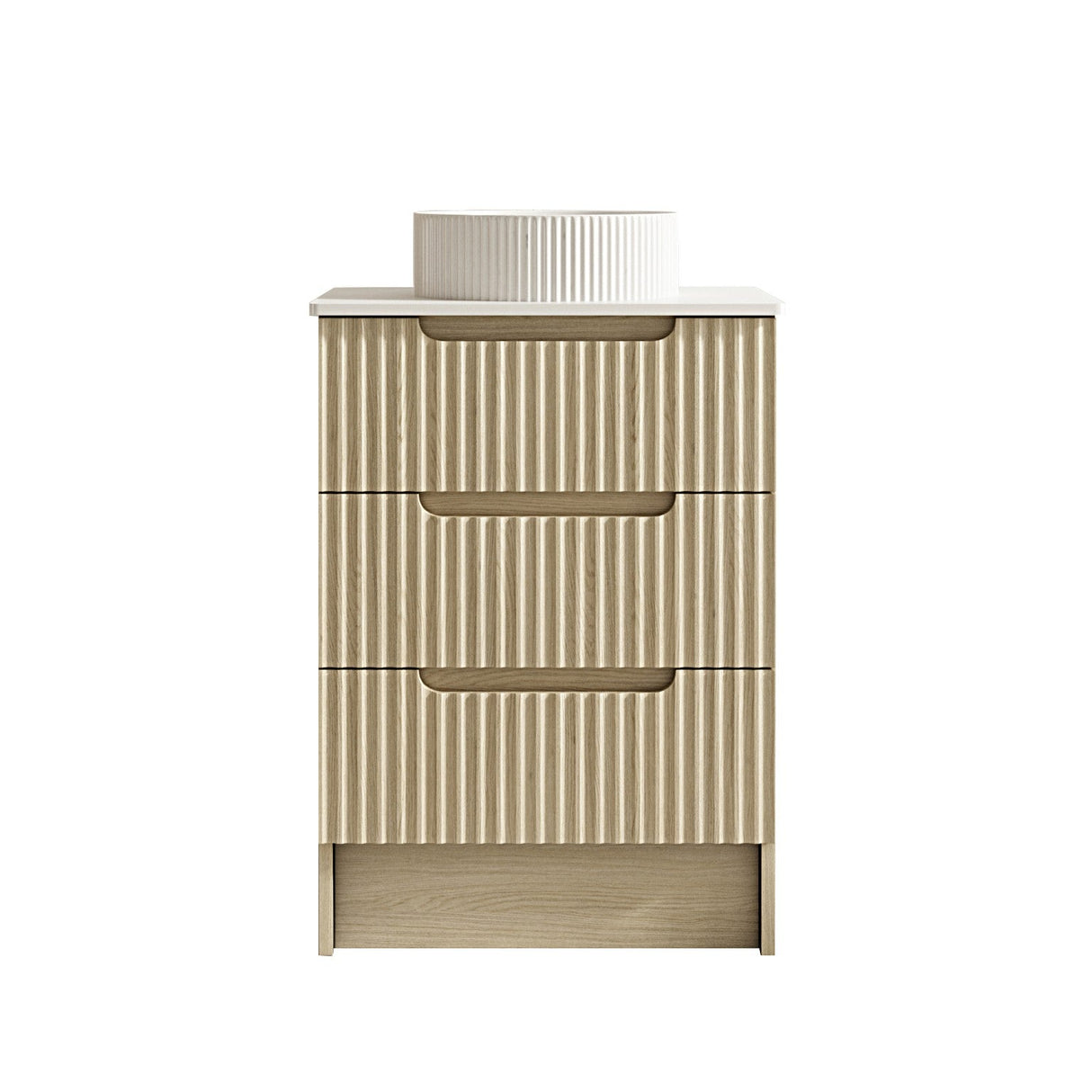 Fluted Rhea 600mm Freestanding Cabinet - Natural Oak