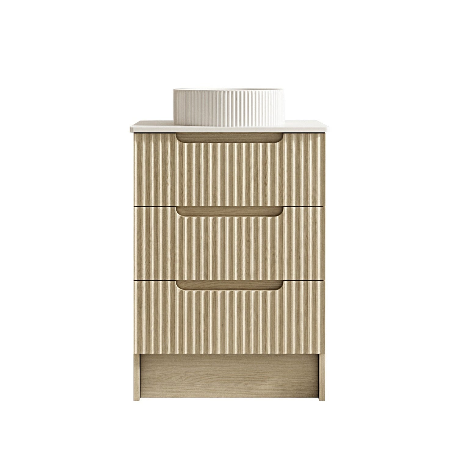 Fluted Rhea 600mm Freestanding Cabinet - Natural Oak