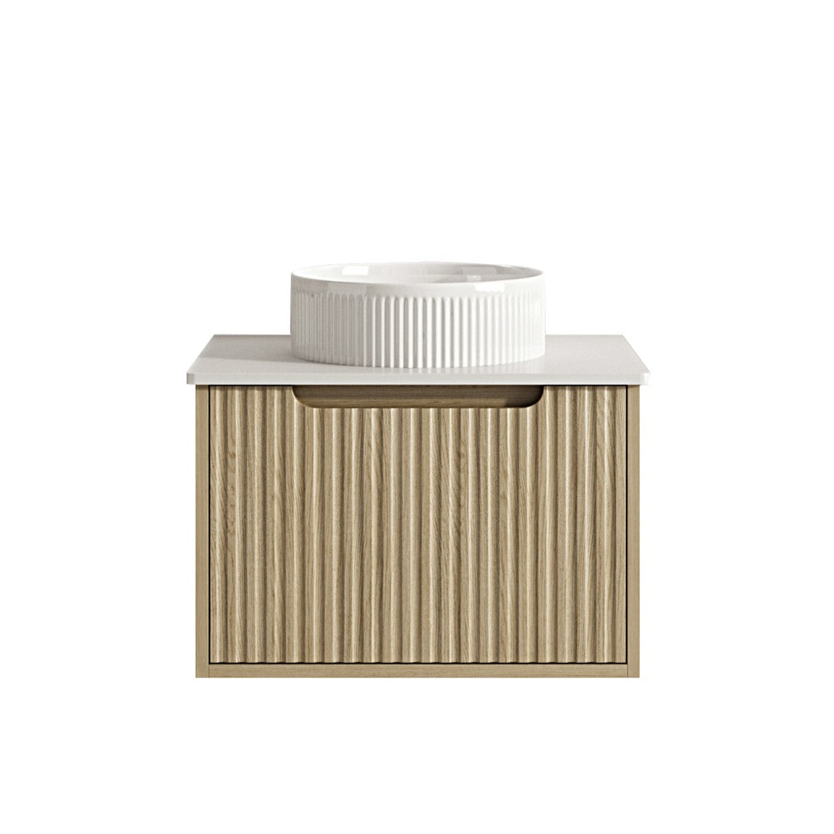 Fluted Rhea 600mm Wall-Hung Cabinet - Natural Oak