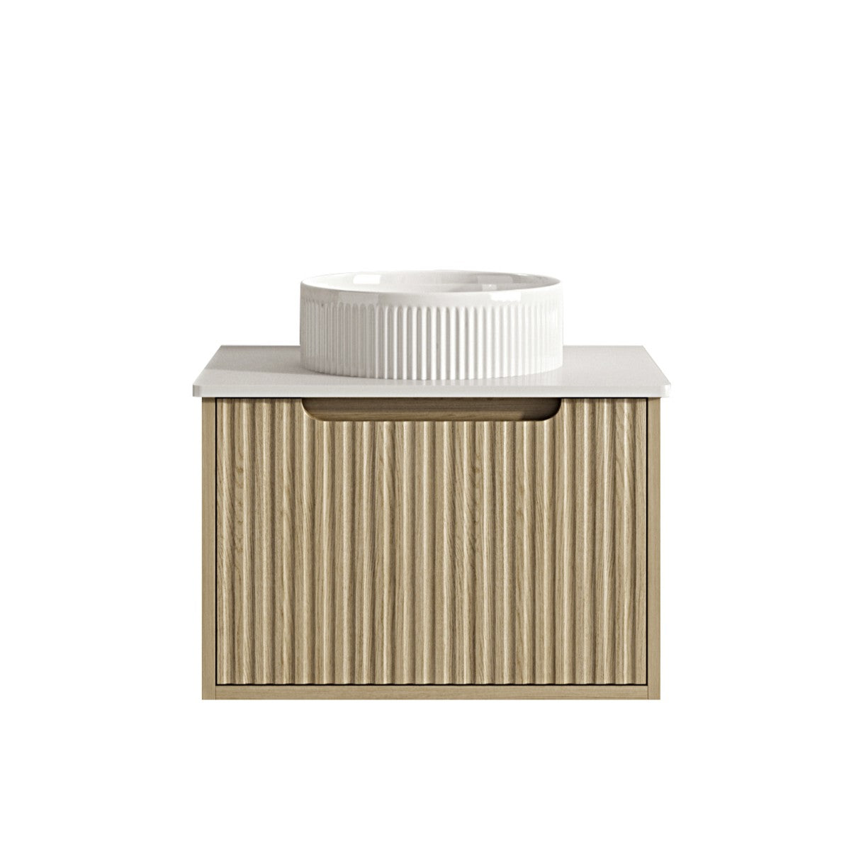 Fluted Rhea 600mm Wall-Hung Cabinet - Natural Oak