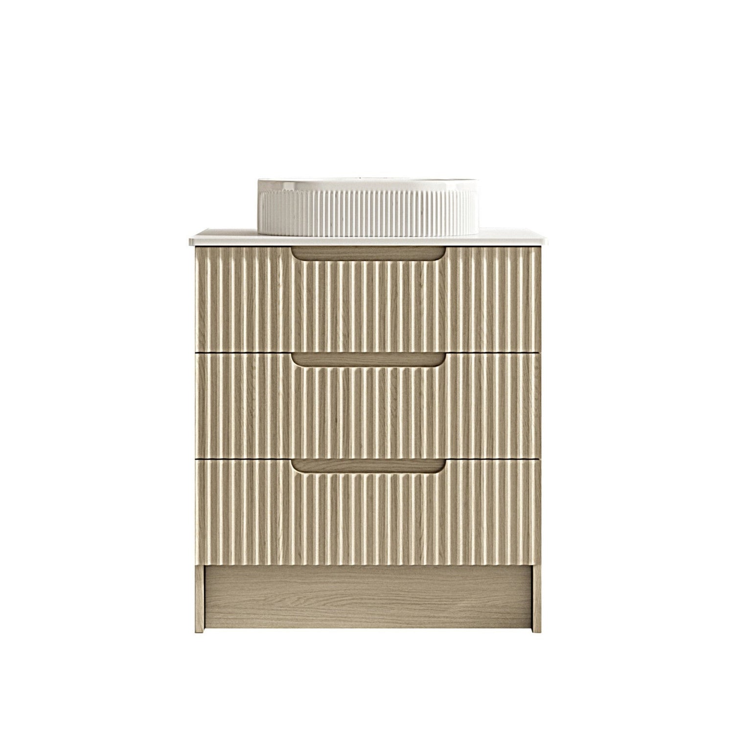 Fluted Rhea 750mm Freestanding Cabinet - Natural Oak
