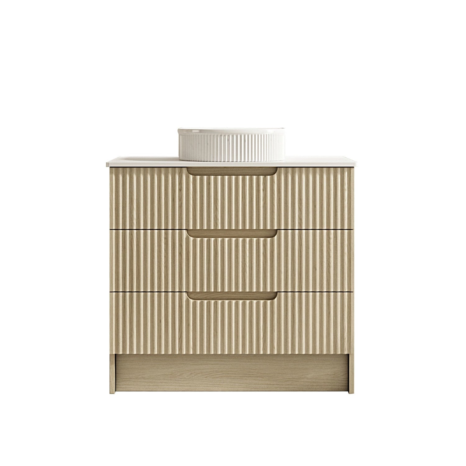 Fluted Rhea 900mm Freestanding Cabinet - Natural Oak