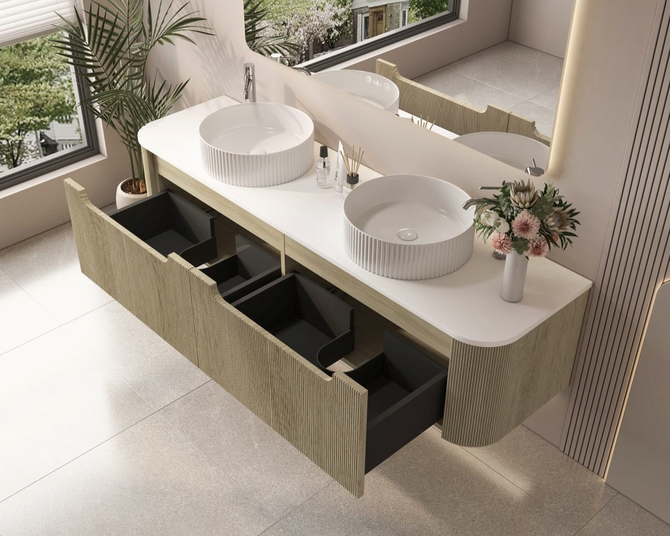 Rome 1800mm Wall-Hung Cabinet - Bur Oak