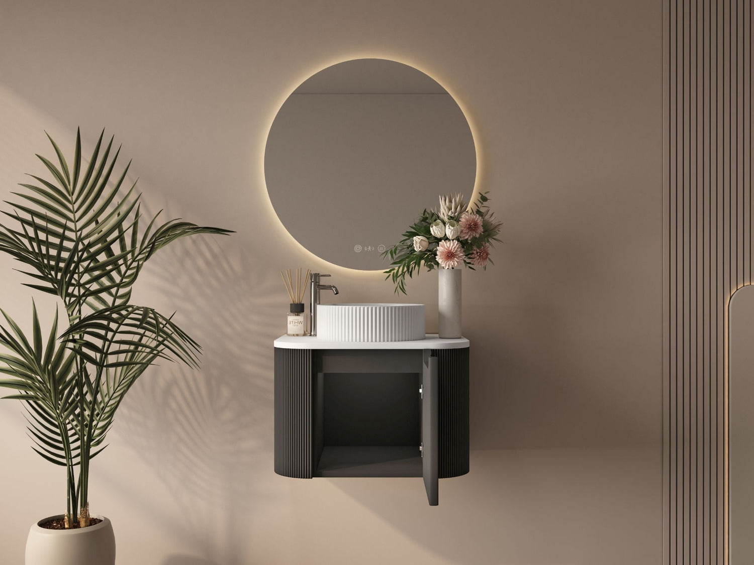 Rome 600mm Wall-Hung Cabinet - Matt Black