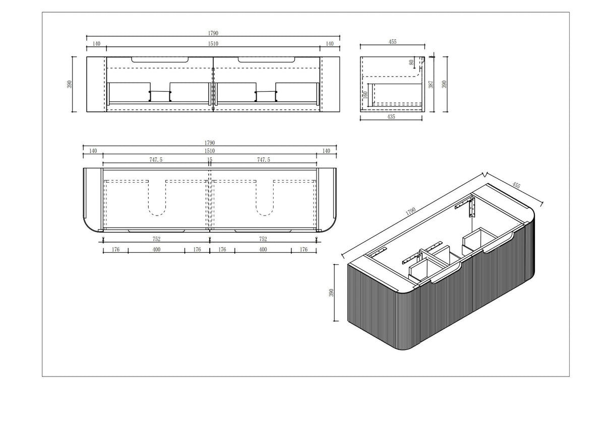 Rome 1800mm Wall-Hung Cabinet - Bur Oak