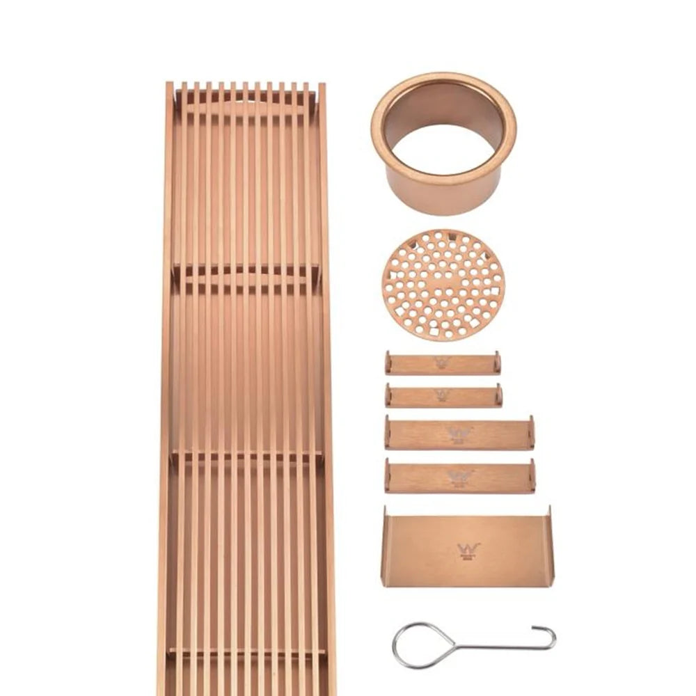 Wide Rose Gold Linear Floor Grate 800~900 (L) X 100 (W) MM