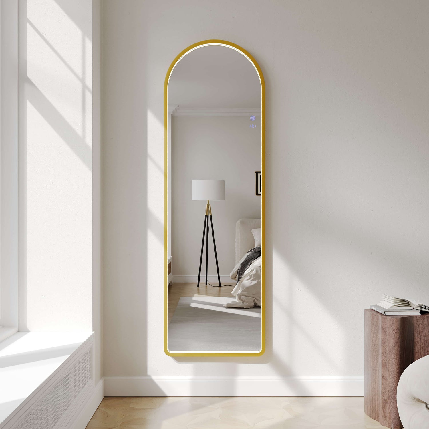 Saga 500×1600mm Freestanding LED Arch Mirror - Brushed Gold