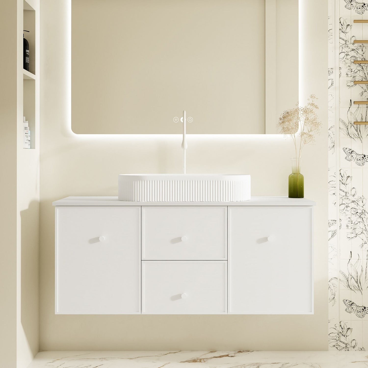 Seattle 1200mm Wall-Hung Cabinet - Matt White