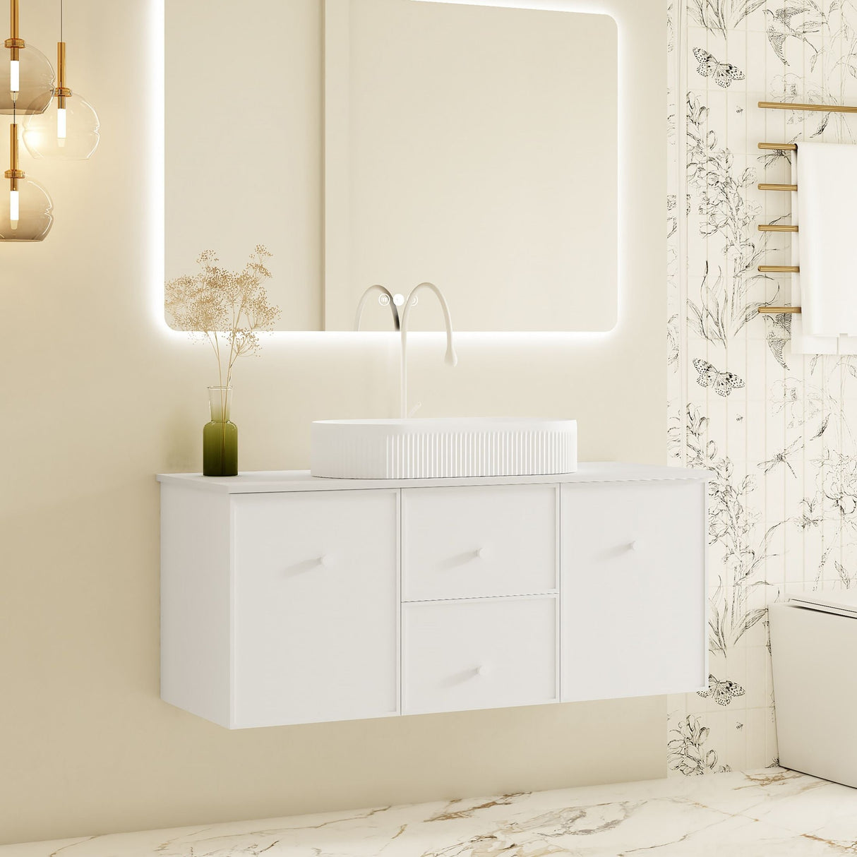 Seattle 1200mm Wall-Hung Cabinet - Matt White