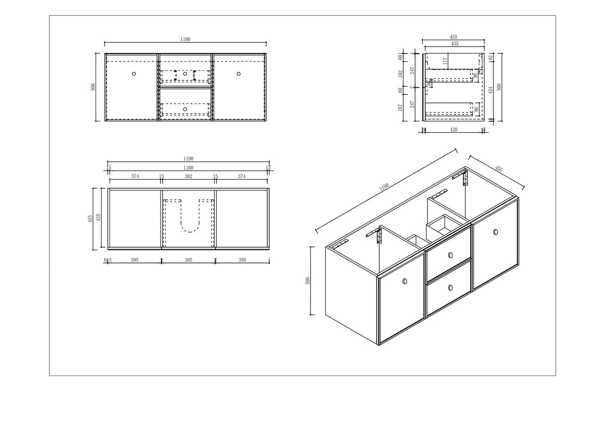 Seattle 1200mm Wall-Hung Cabinet - Matt White