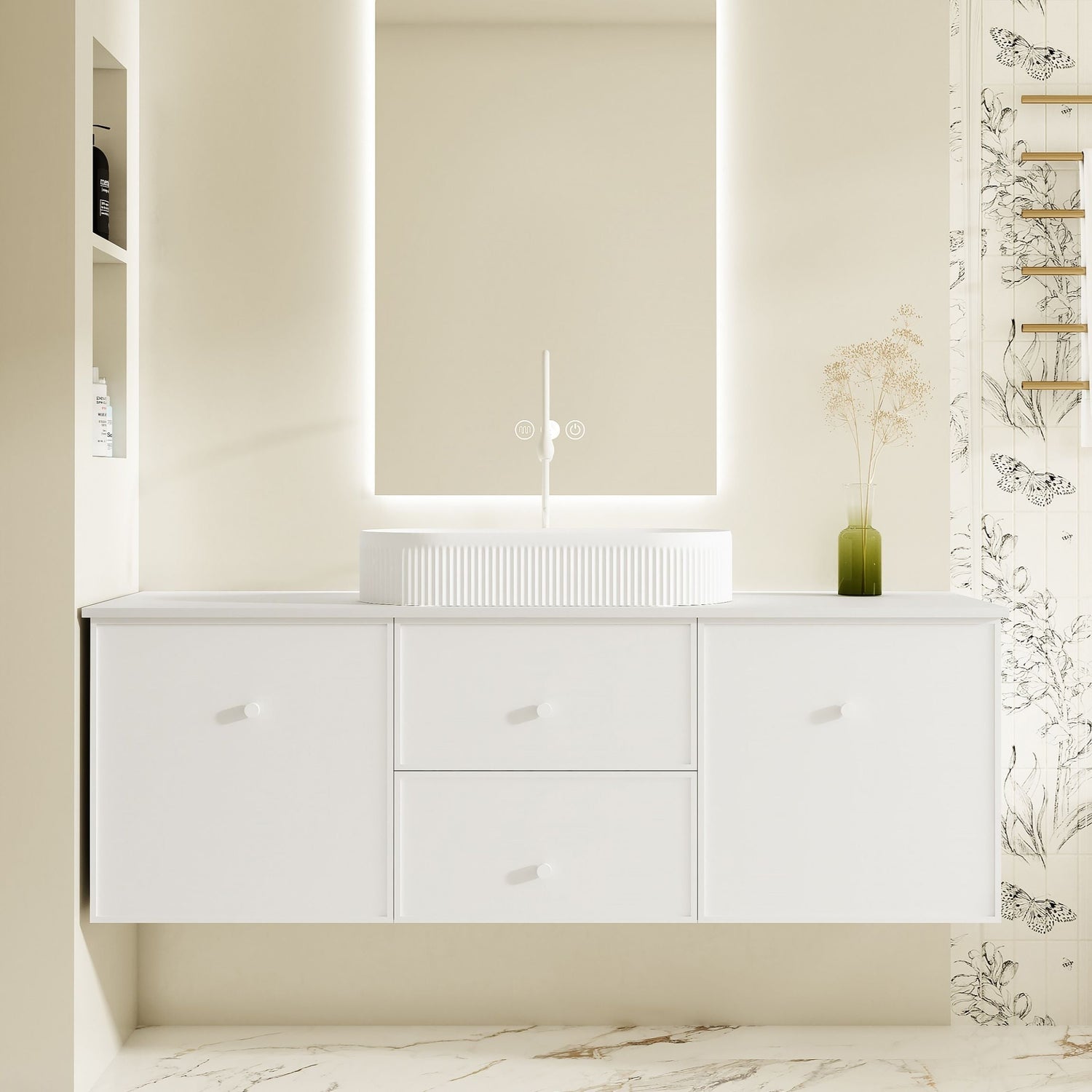 Seattle 1500mm Wall-Hung Cabinet - Matt White
