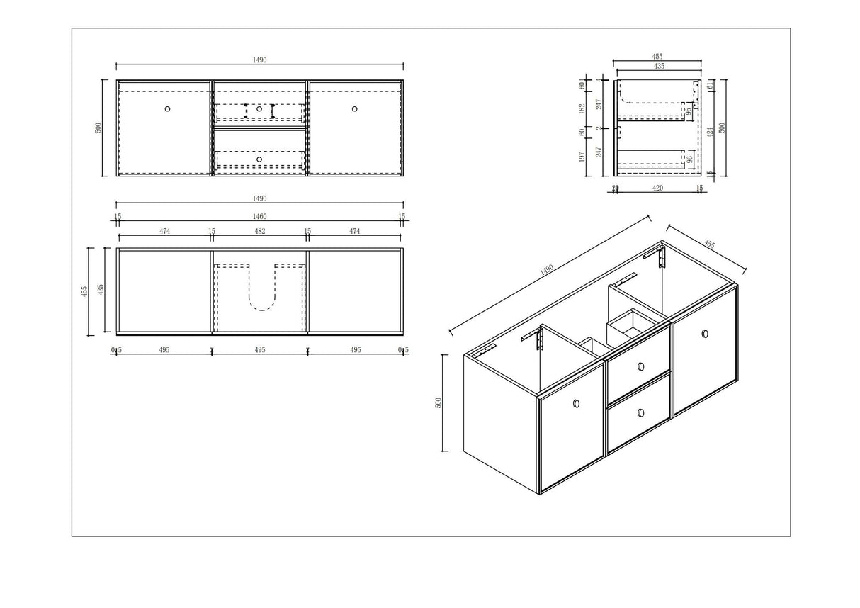 Seattle 1500mm Wall-Hung Cabinet - Matt White
