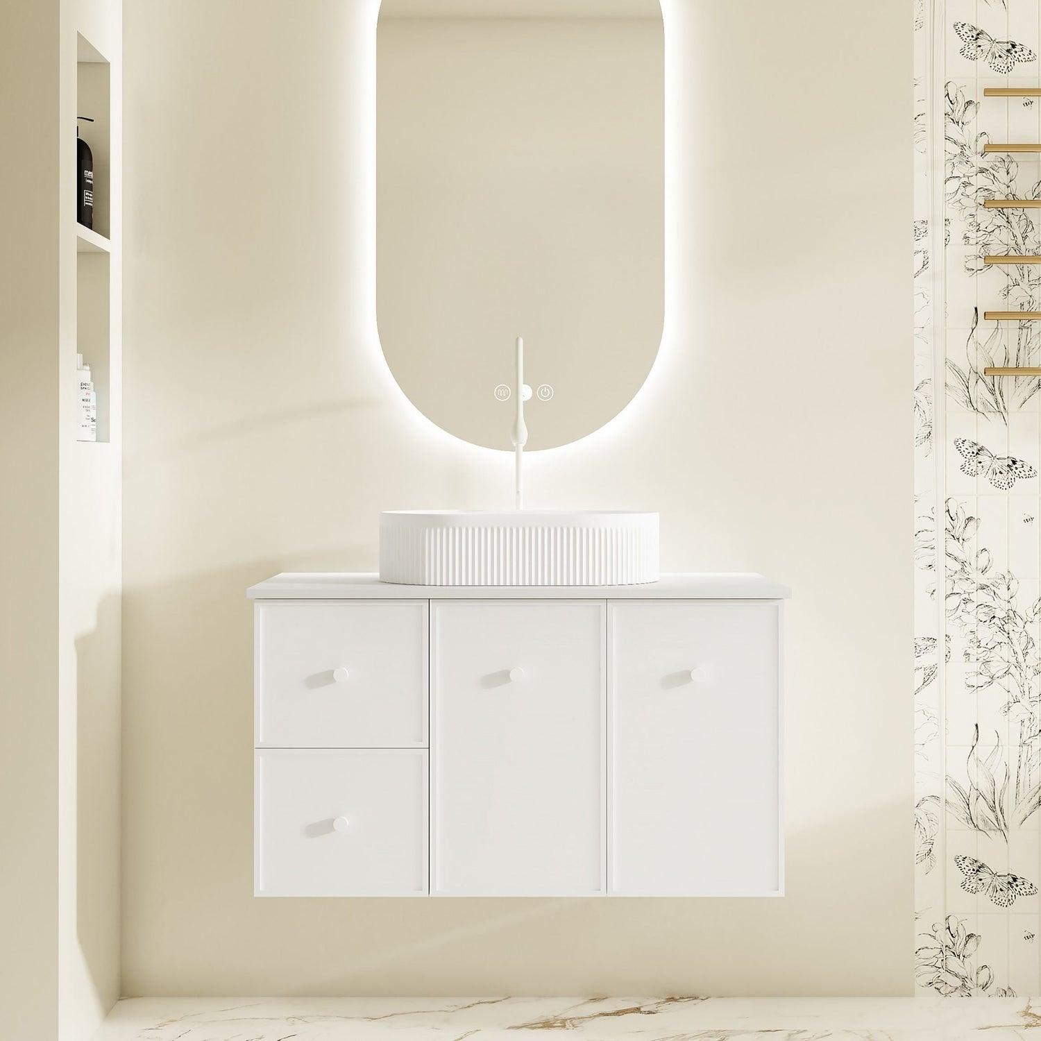 Seattle 900mm Wall-Hung Cabinet - Matt White