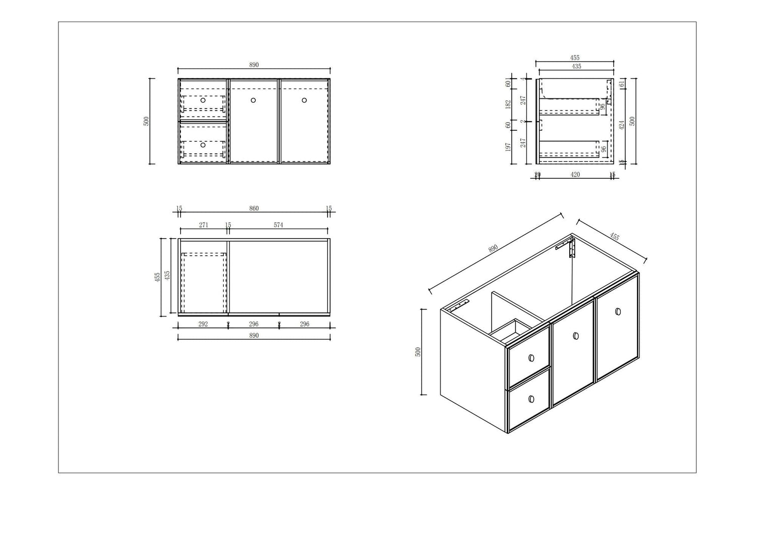 Seattle 900mm Wall-Hung Cabinet - Matt White