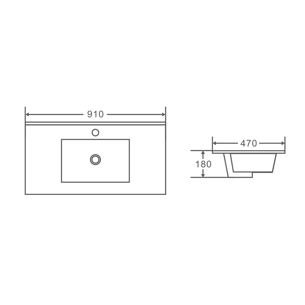 BIANCA 900mm PVC Wall-Hung Vanity (RHD)