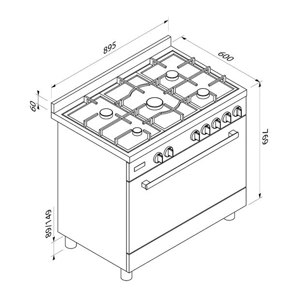 BLAUPUNKT 90CM FREESTANDING OVEN (STAINLESS STEEL)