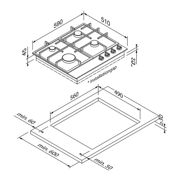 BLAUPUNKT 60CM GAS COOKTOP (STAINLESS STEEL)