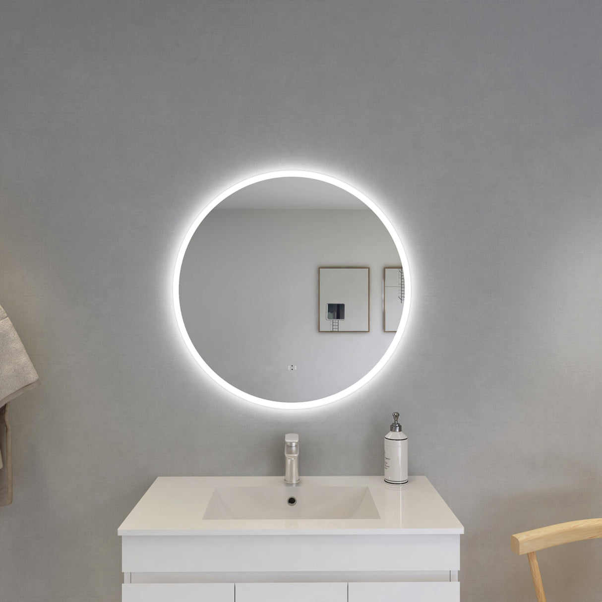 Luna Round Touchless 800 X 800 Frameless LED Mirror - Three Light Temperatures