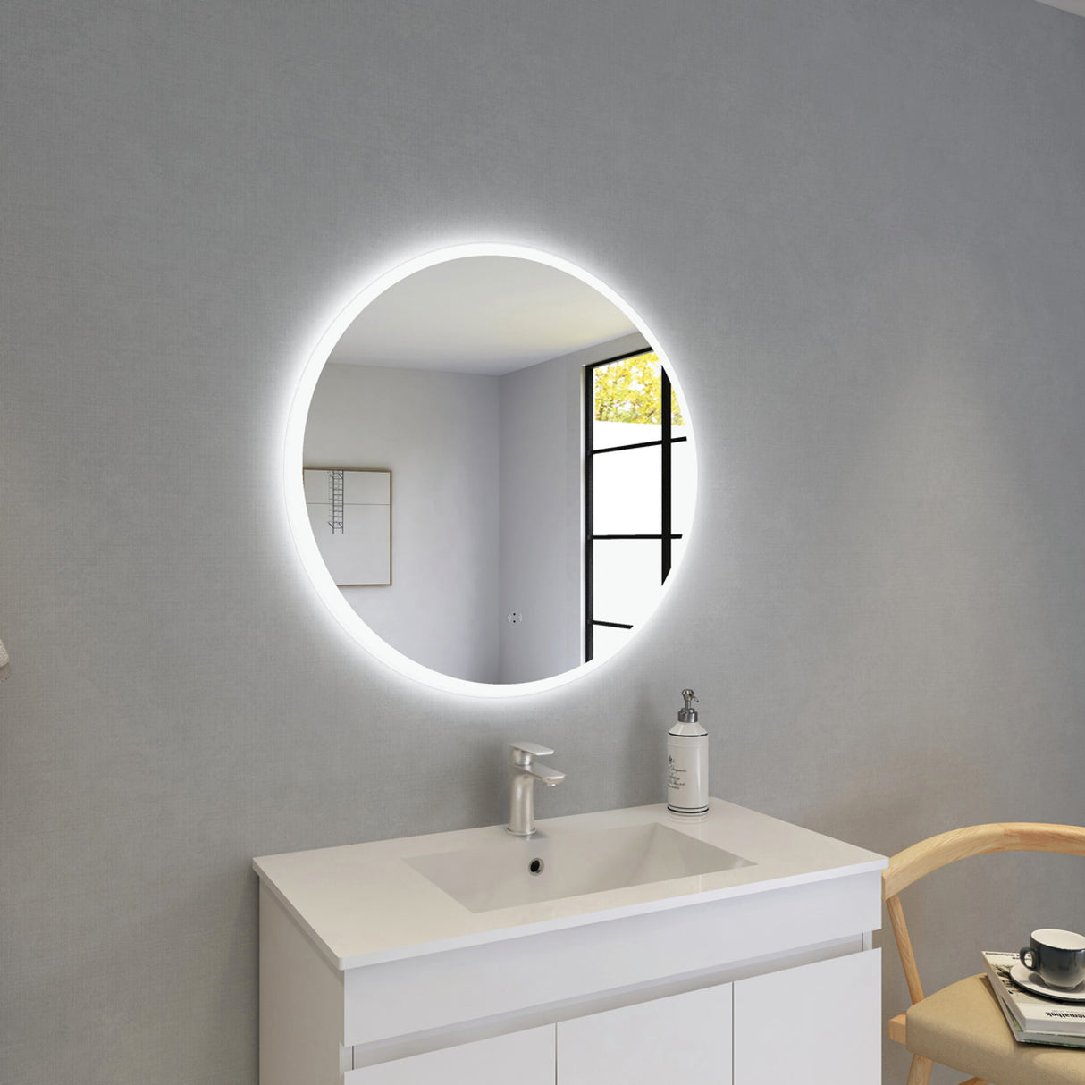 Luna Round Touchless 800 X 800 Frameless LED Mirror - Three Light Temperatures