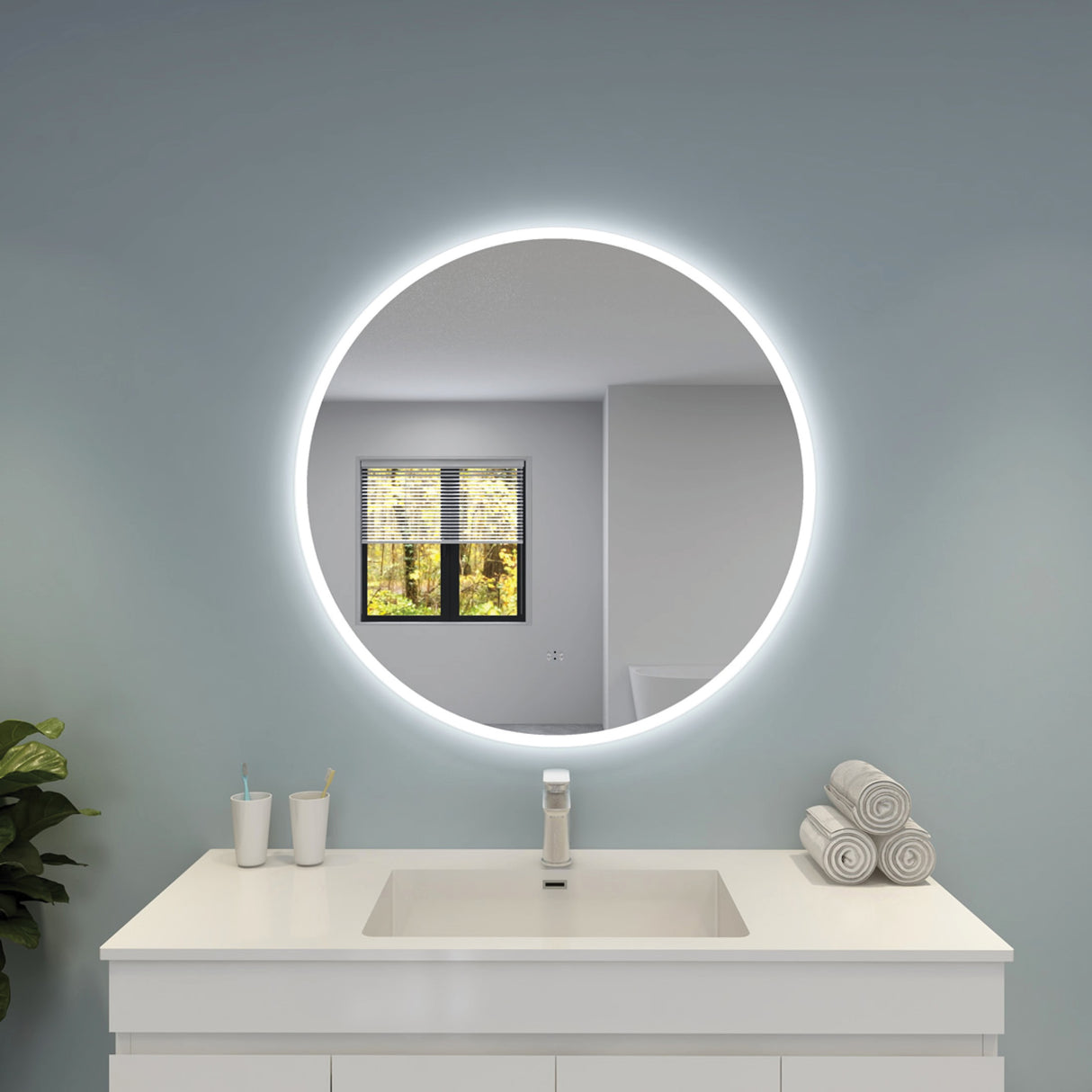 Luna Round Touchless 600 X 600 Frameless LED Mirror - Three Light Temperatures