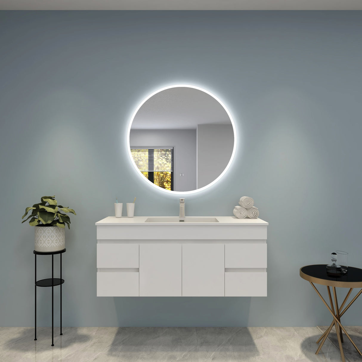 Luna Round Touchless 600 X 600 Frameless LED Mirror - Three Light Temperatures