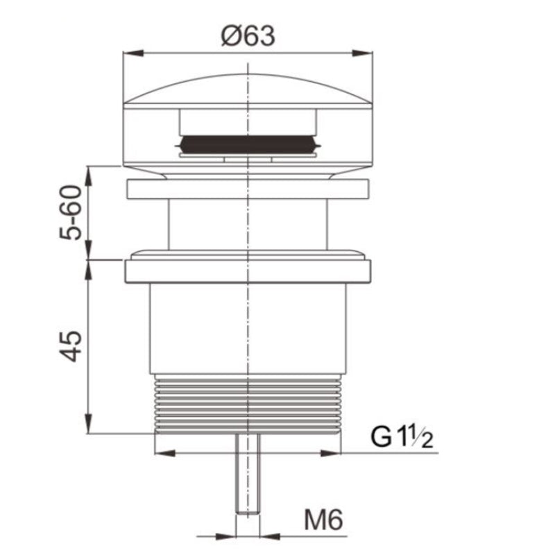 40mm Chrome Pop Up Waste Universal Non Overflow