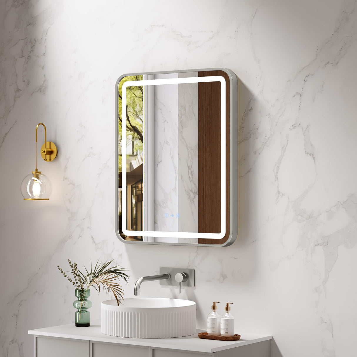 Venus 600×750 / 750×900 / 1200×750mm LED Rectangular Mirror – Brushed Nickel Frame