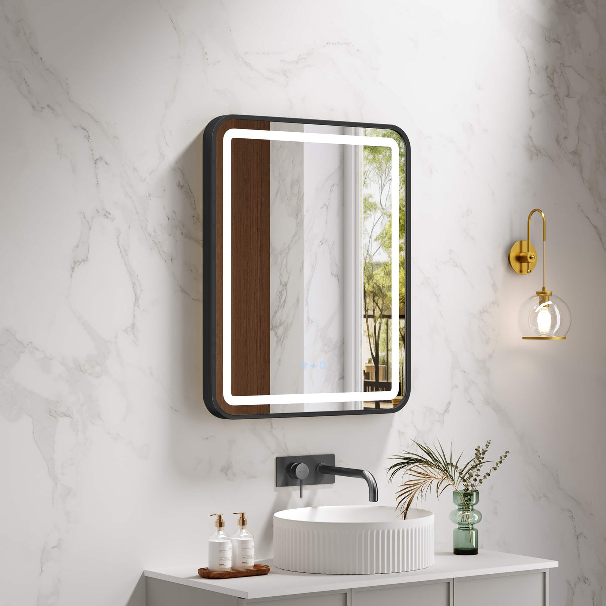 Venus 600×750 / 750×900 / 1200×750mm LED Rectangular Mirror – Matt Black Frame