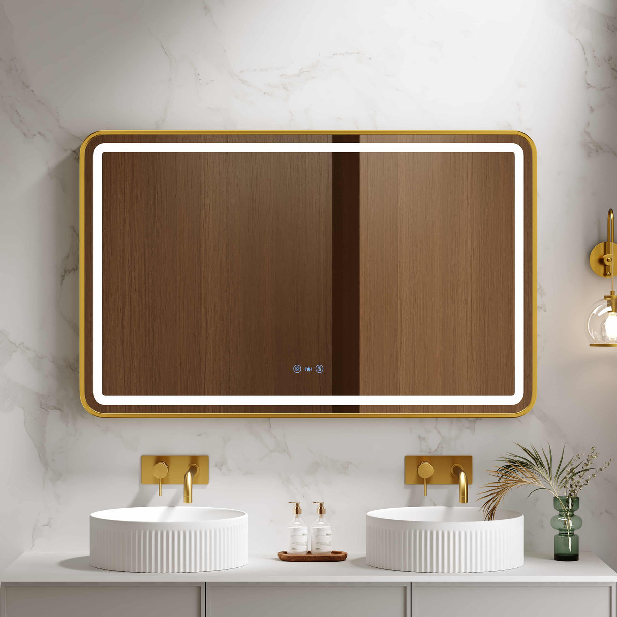 Venus 600×750 / 750×900 / 1200×750mm LED Rectangular Mirror – Brushed Gold Frame