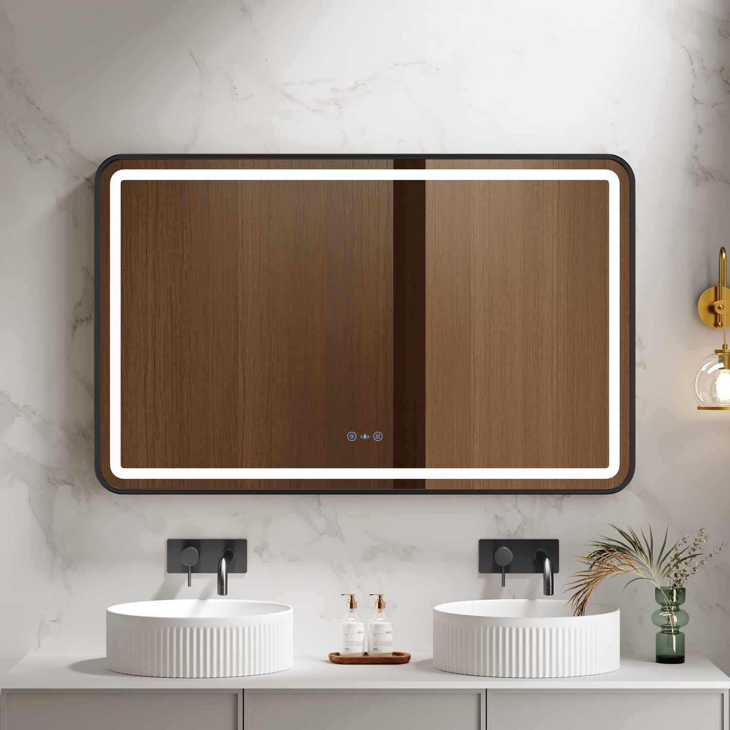 Venus 600×750 / 750×900 / 1200×750mm LED Rectangular Mirror – Matt Black Frame