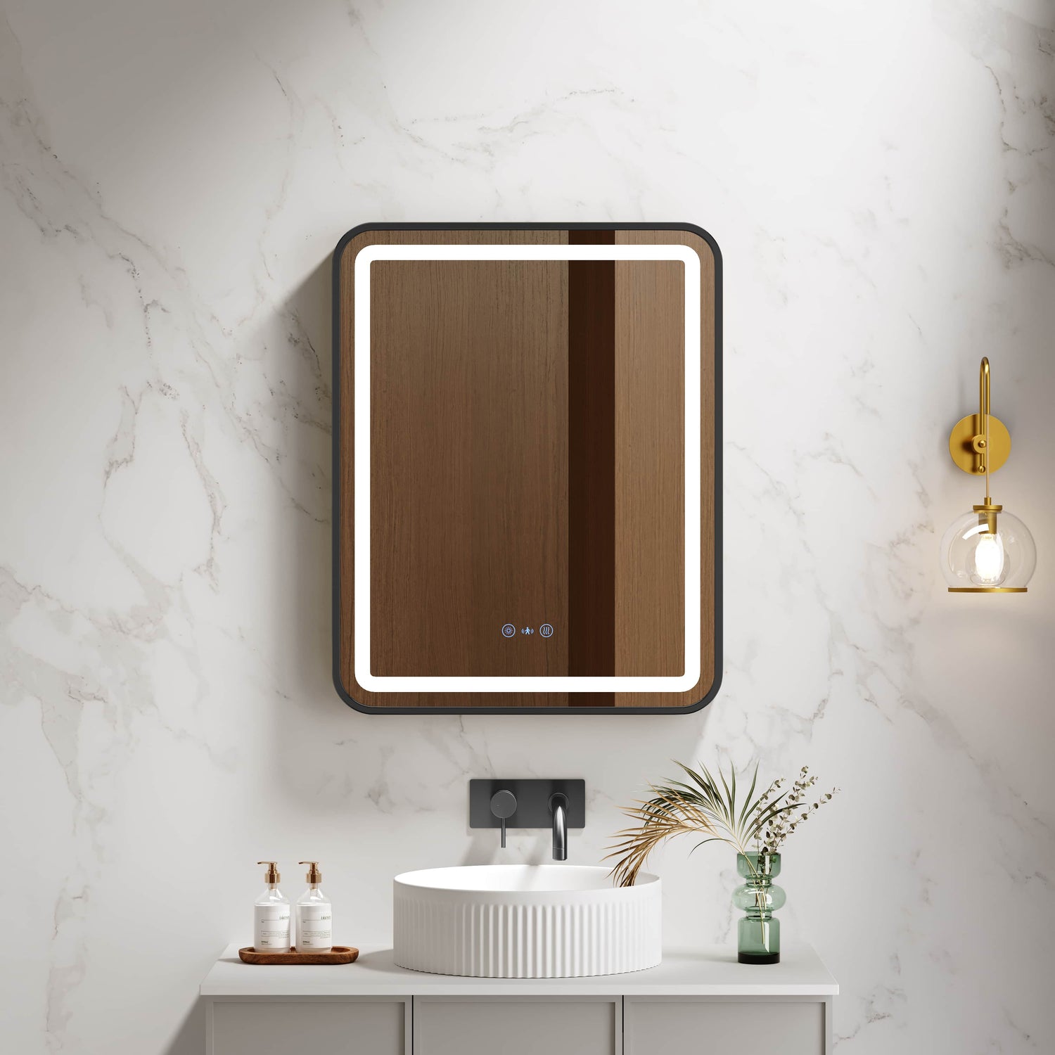 Venus 600×750 / 750×900 / 1200×750mm LED Rectangular Mirror – Matt Black Frame